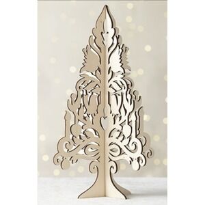 Kate Foresters Festive Wood Tree With Birds Crate and Barrel 2015 -NEW